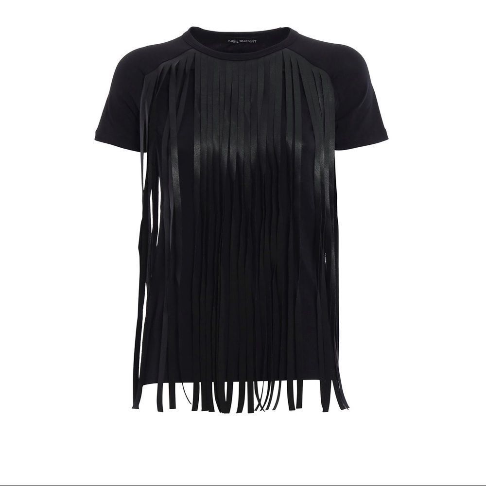 Neil Barrett fringe T-shirt top. Made in Italy.